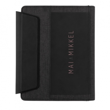 Logotrade reklamprodukter bild: Fiko A5 portfolio med trådlös laddning och powerbank