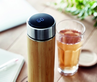 Logotrade reklamprodukter bild: Termosflaska bambu/rostfritt 480ml PANAY